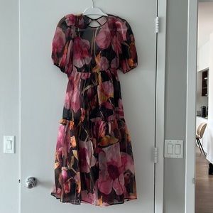 Anthropologie Organize Puff Sleeve Midi Dress